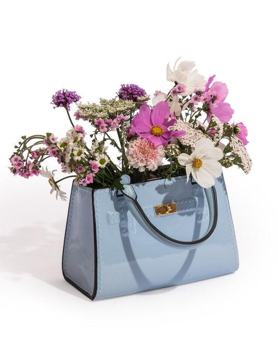 Light Blue Ceramic Handbag Vase – Chic Modern Decorative Vase