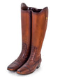 Pair of Leather Look Boots Umbrella Stand/Planter - Chestnut Poly Resin | Sign of the times Stoke