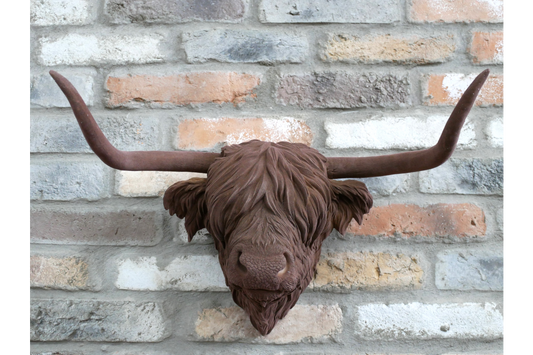 Brown Flock Cow Head Wall Mount | Textured Animal Wall Art