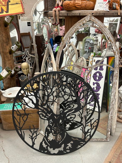 Stags Head Metal Wall Decoration - Elegant Black Wall Art for Outdoor Spaces