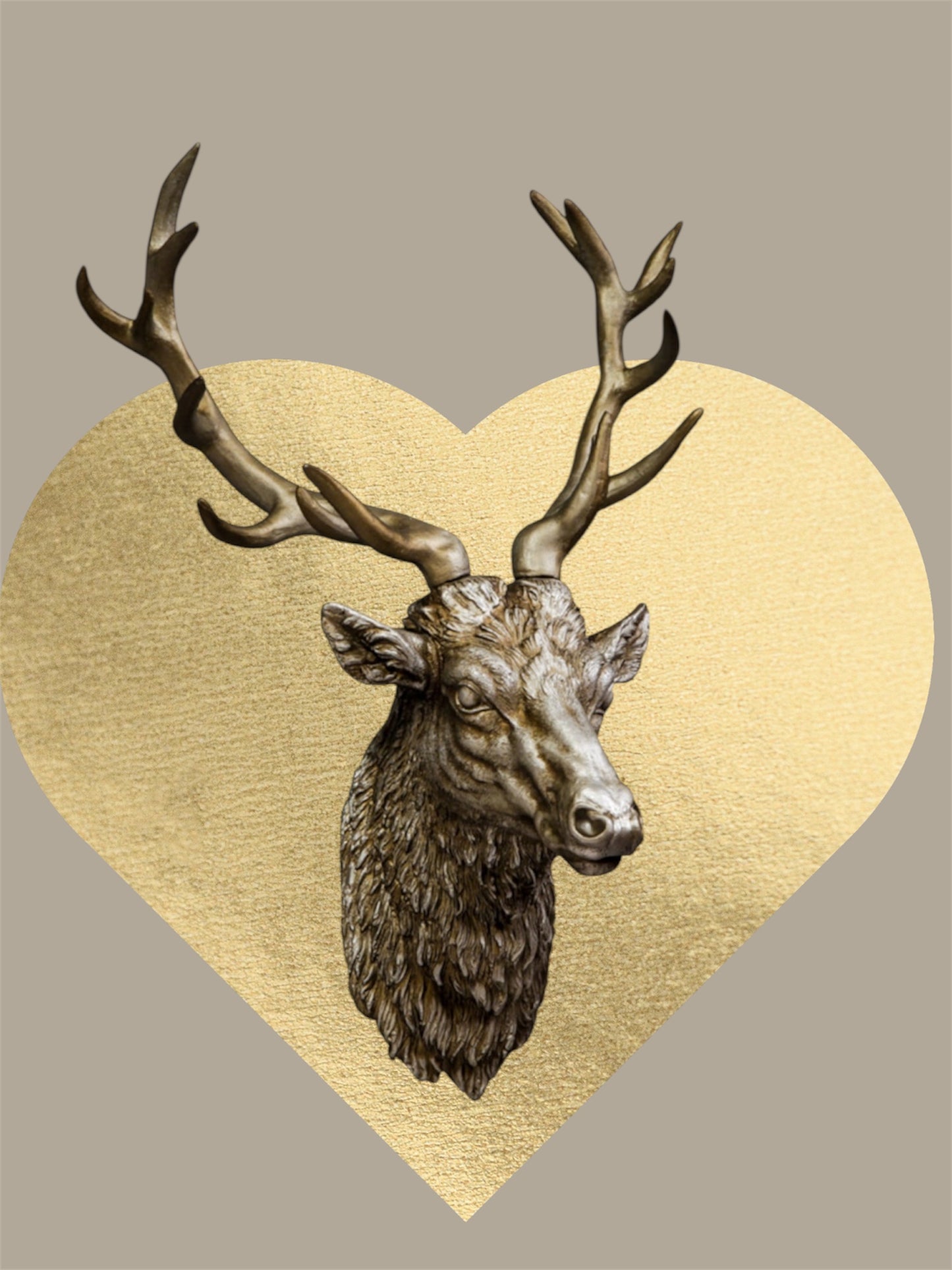 Silver Stag Head Wall Sculpture - Elegant Resin Wall Mount