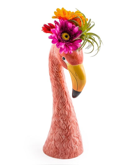 Large Ceramic Pink Flamingo Head Vase – Unique Decorative Statement Piece