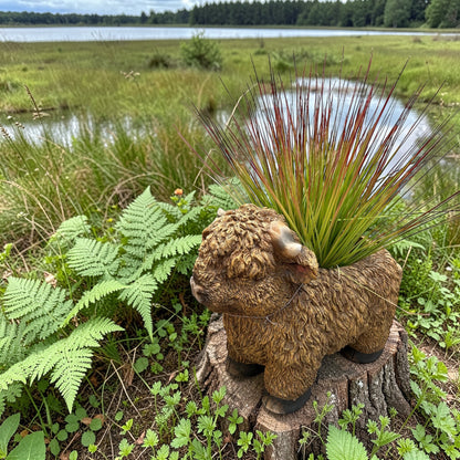 Highland Cow Planter – Rustic Animal Plant Pot