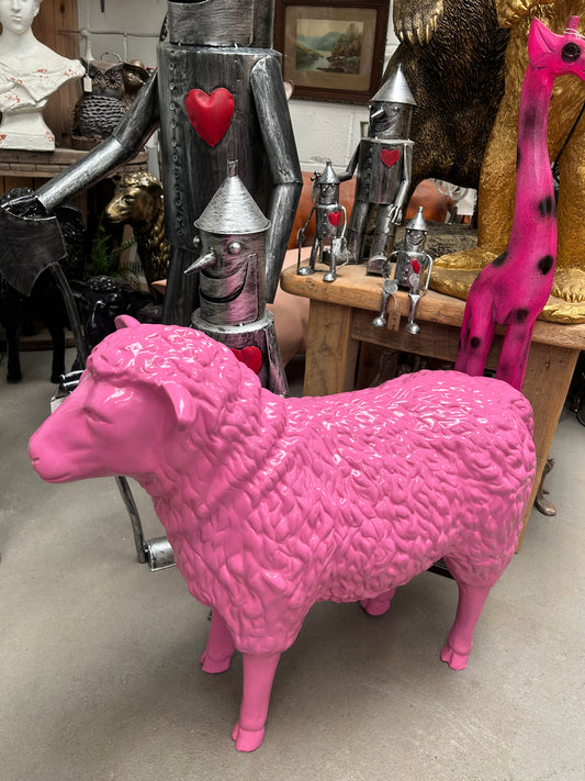 Pink Sheep Garden Sculpture – Vibrant Outdoor Decoration