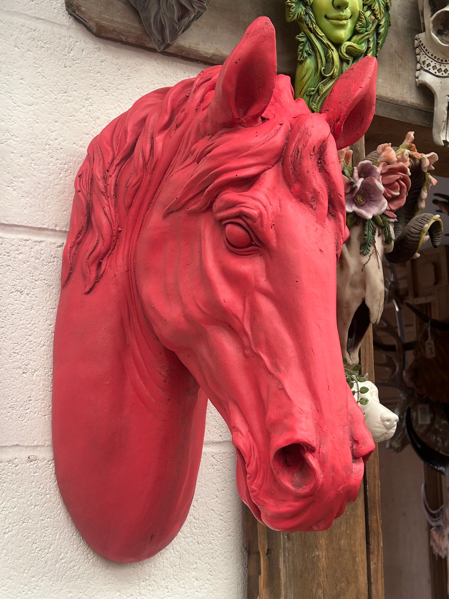 Magenta “Pink Pony” Large Horse Wall Head – Bold Statement Wall Décor | Sign of the times Stoke