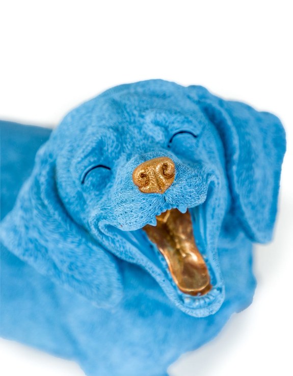 Blue Laughing Dachshund Figure – Fun & Quirky Dog Decor