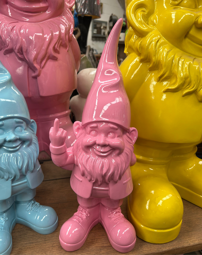 Medium Bright Pink "Naughty Gnome" Figure – Cheeky & Colourful Garden Decor