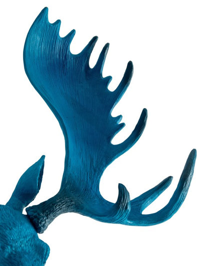 Electric Blue Moose Wall Head – Quirky Resin Wall Décor | Sign of the times Stoke