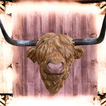 Resin Cow Wall Head | Rustic Farmhouse-Style Animal Wall Decor