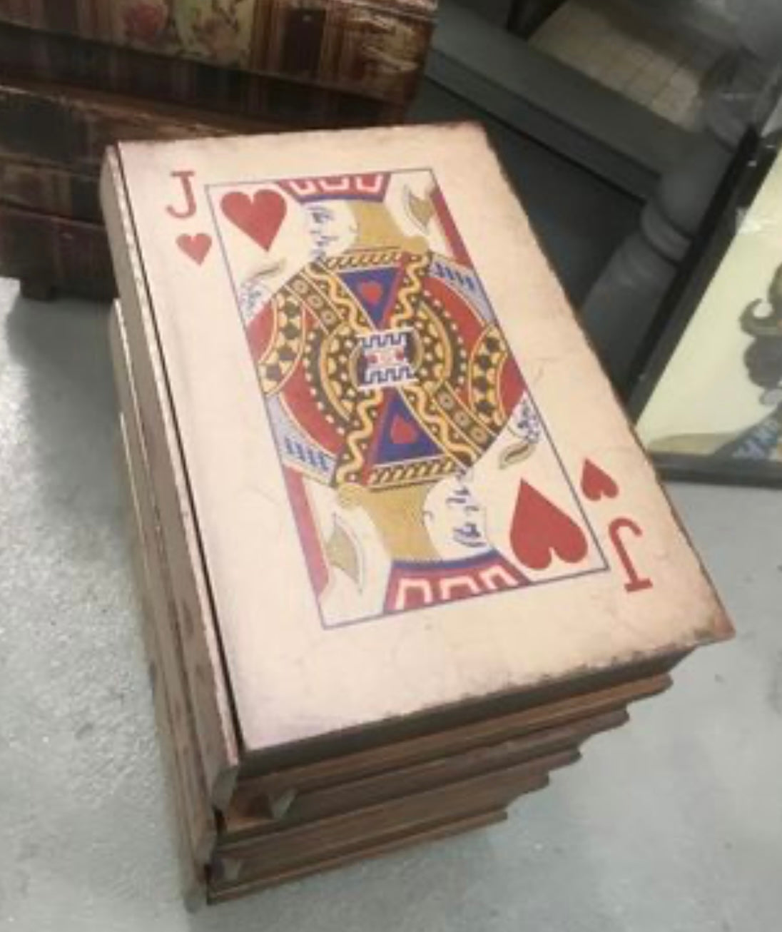 Antiqued Stacked Playing Cards Chest of Drawers - Unique Vintage-Style Storage