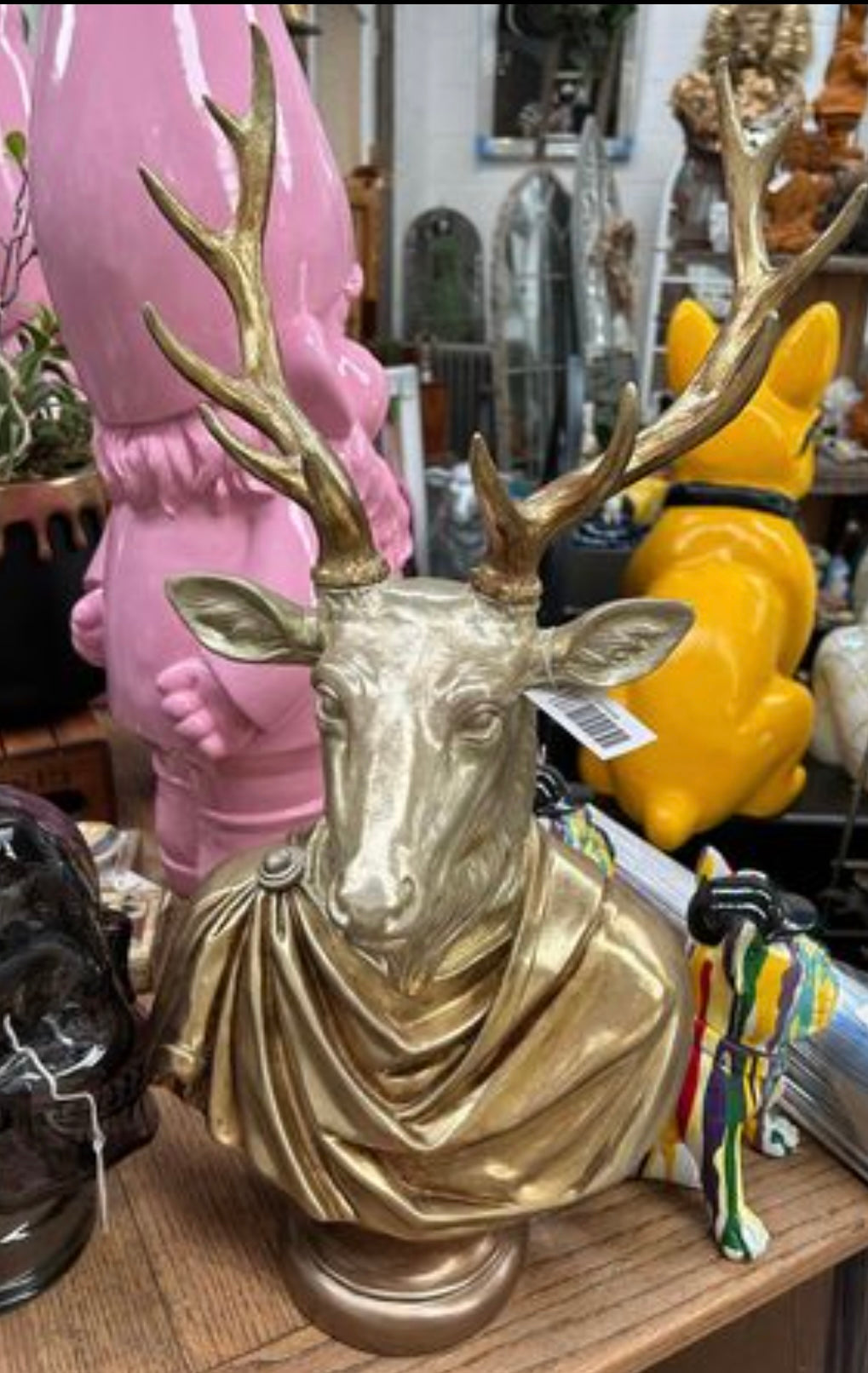 Gold Stag Bust - Elegant Golden Resin Sculpture | Sign of the times Stoke