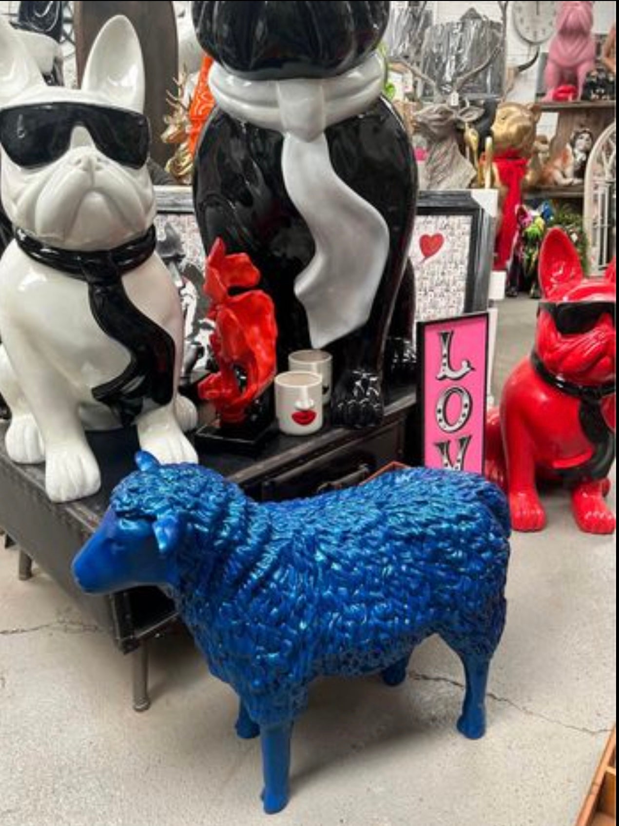 Blue Sheep Garden Ornament - Elegant Resin Sculpture | Sign of the times Stoke