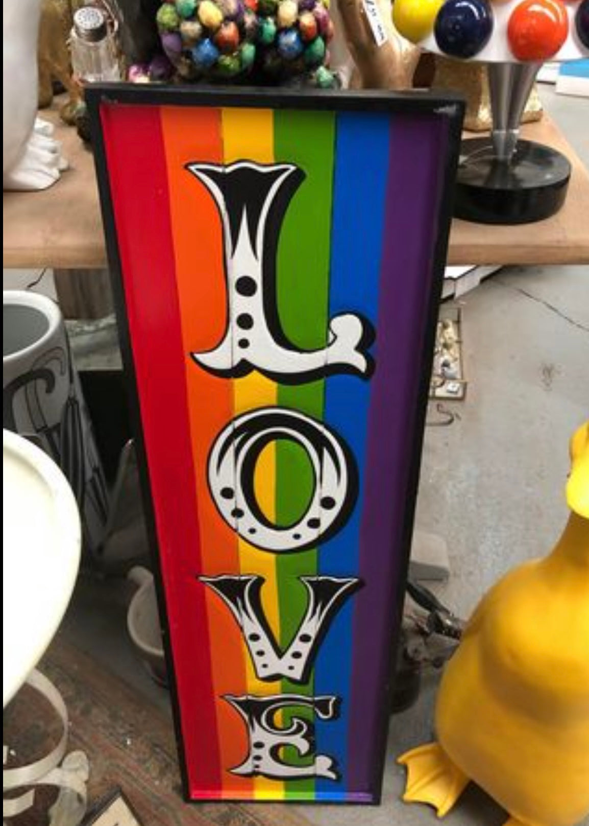 Rainbow "LOVE" Sign - Hand-Painted MDF Wall Art | Sign of the times Stoke