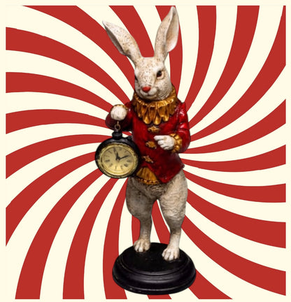 The White Standing Clock Figure with Red Jacket