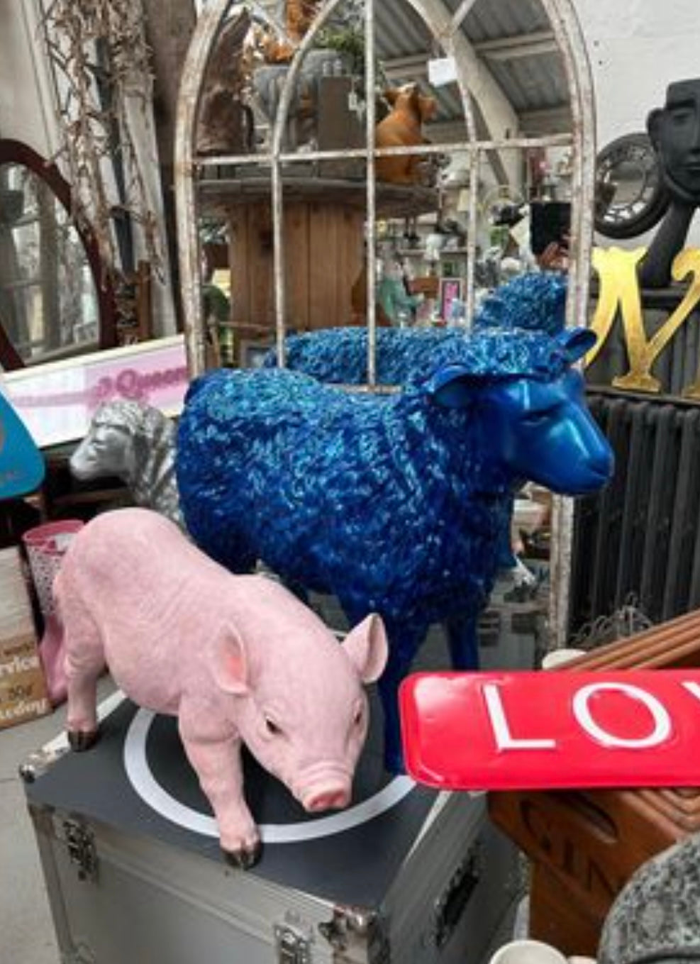 Blue Sheep Garden Ornament - Elegant Resin Sculpture | Sign of the times Stoke