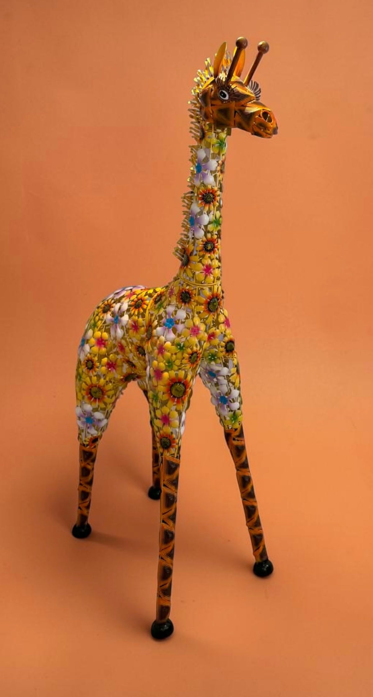 Flowered Metal Giraffe Sculpture - Large Outdoor Garden Décor | Sign of the times Stoke