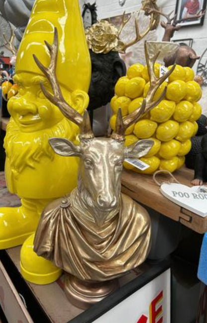 Gold Stag Bust - Elegant Golden Resin Sculpture | Sign of the times Stoke