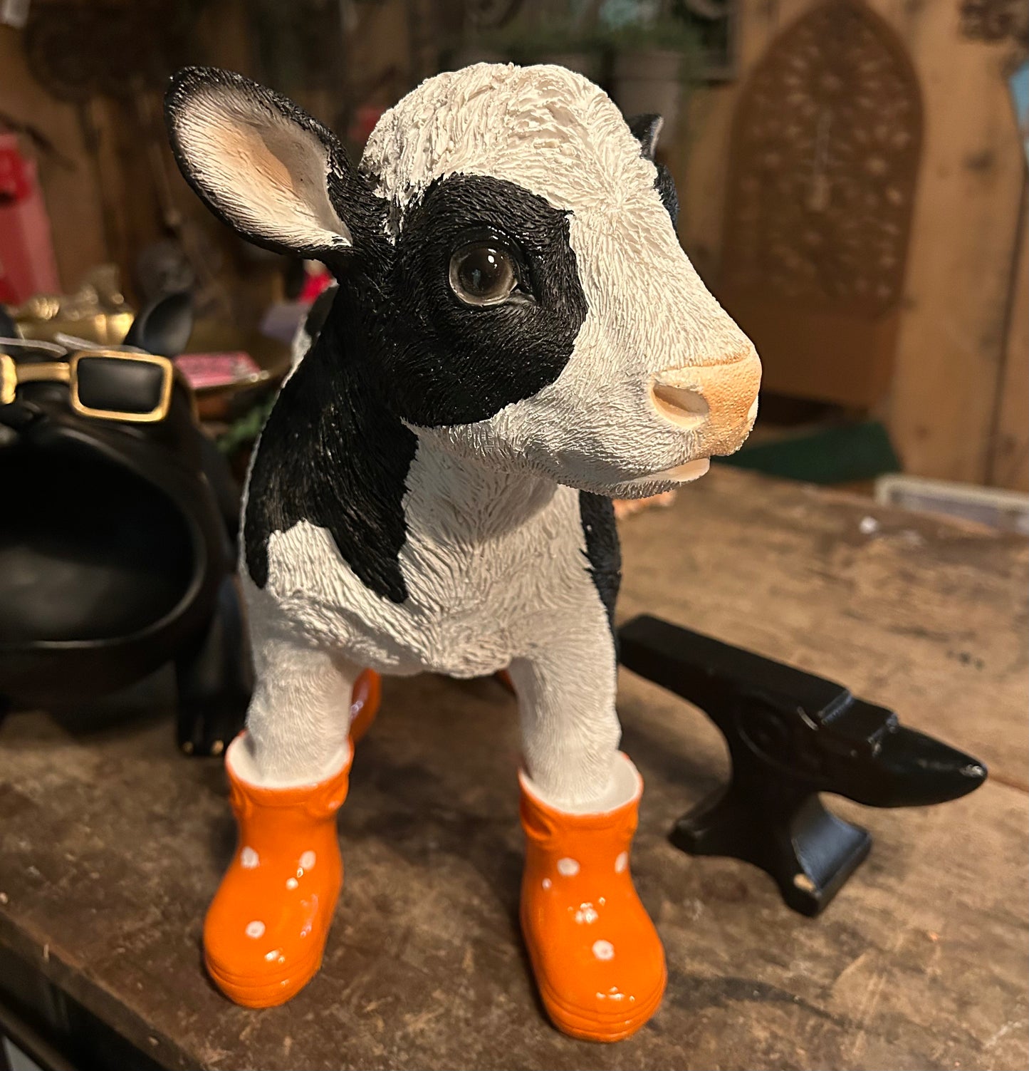 Calf in Wellies – Adorable Farmyard Decorative Figurine