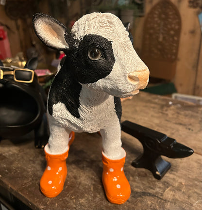 Calf in Wellies – Adorable Farmyard Decorative Figurine