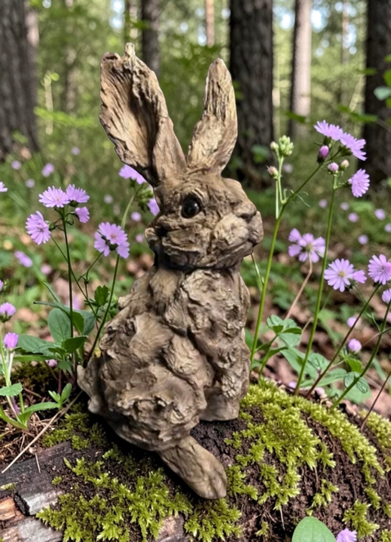 Rustic Rabbit Resin Sculpture – Wood-Look – Sign of the times Stoke