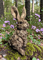 Rustic Rabbit Resin Sculpture – Wood-Look