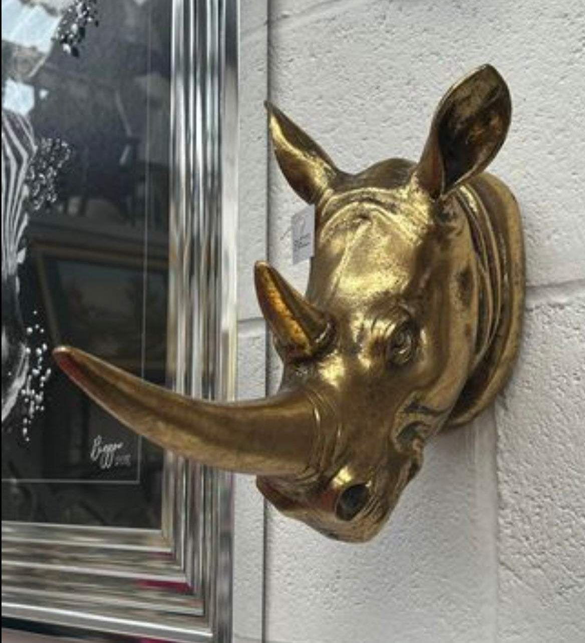 Gold Rhino Wall Mount - Small Resin Rhino Head Decor | Sign of the times Stoke