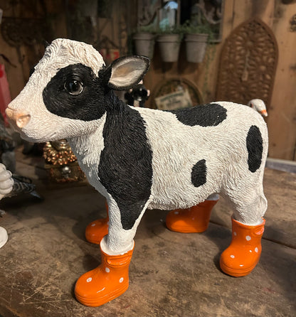 Calf in Wellies – Adorable Farmyard Decorative Figurine