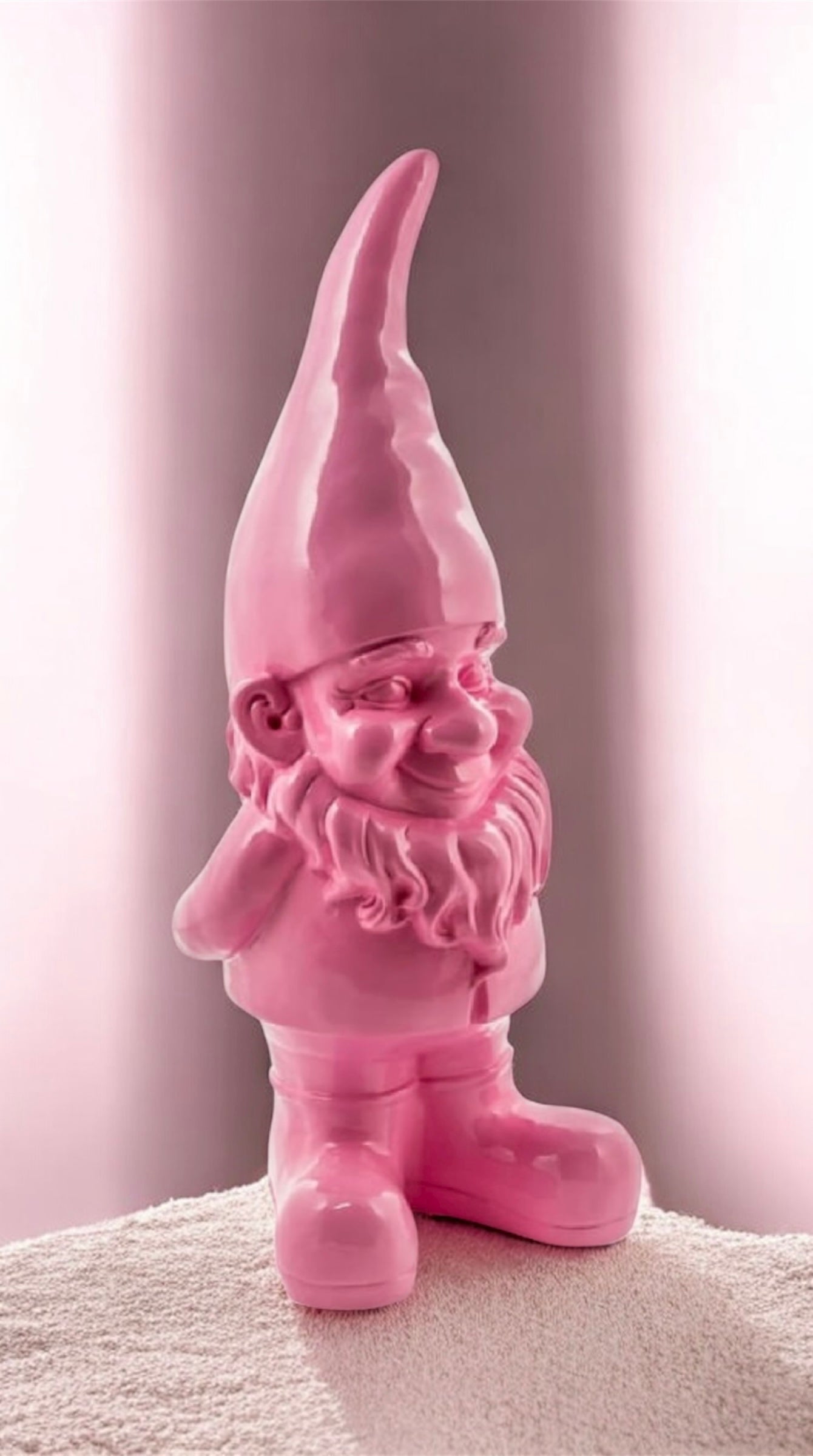 Large Bright Pink Standing Gnome Figure – Fun & Vibrant Garden or Home Decor