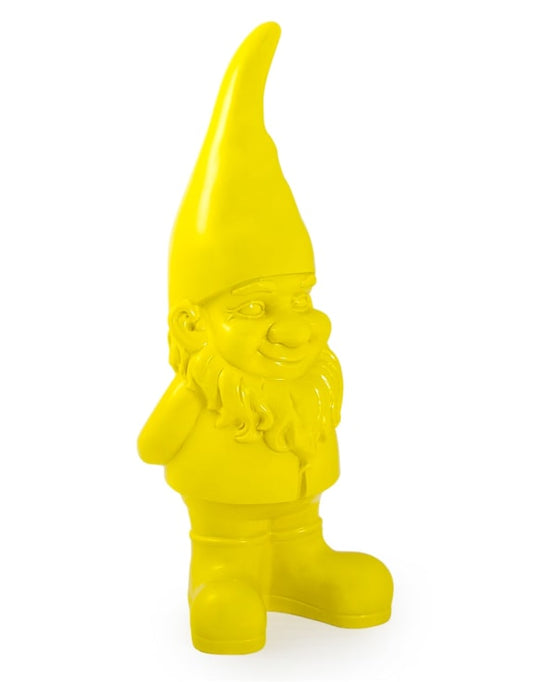 Large Bright Yellow Standing Gnome Figure - Cheerful Resin Decor for Home or Garden | Sign of the times Stoke