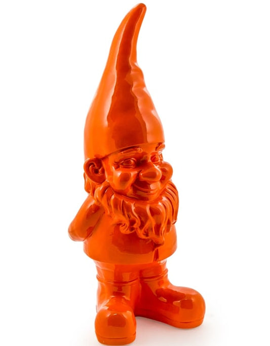 Giant Orange Standing Gnome Figure - Joyful Garden or Home Decor
