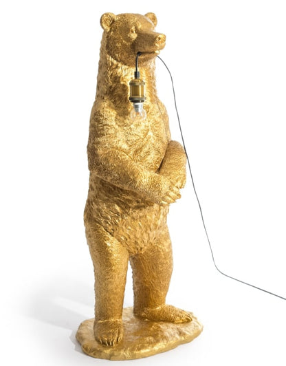 Antique Gold Standing Bear Floor Lamp – Unique Statement Lighting for Your Home