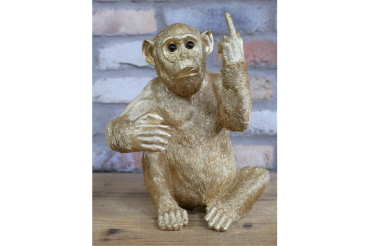 Up Yours Gold Monkey - Cheeky Resin Monkey Sculpture | Sign of the times Stoke