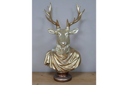 Gold Stag Bust - Elegant Golden Resin Sculpture | Sign of the times Stoke