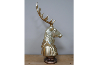 Gold Stag Bust - Elegant Golden Resin Sculpture | Sign of the times Stoke