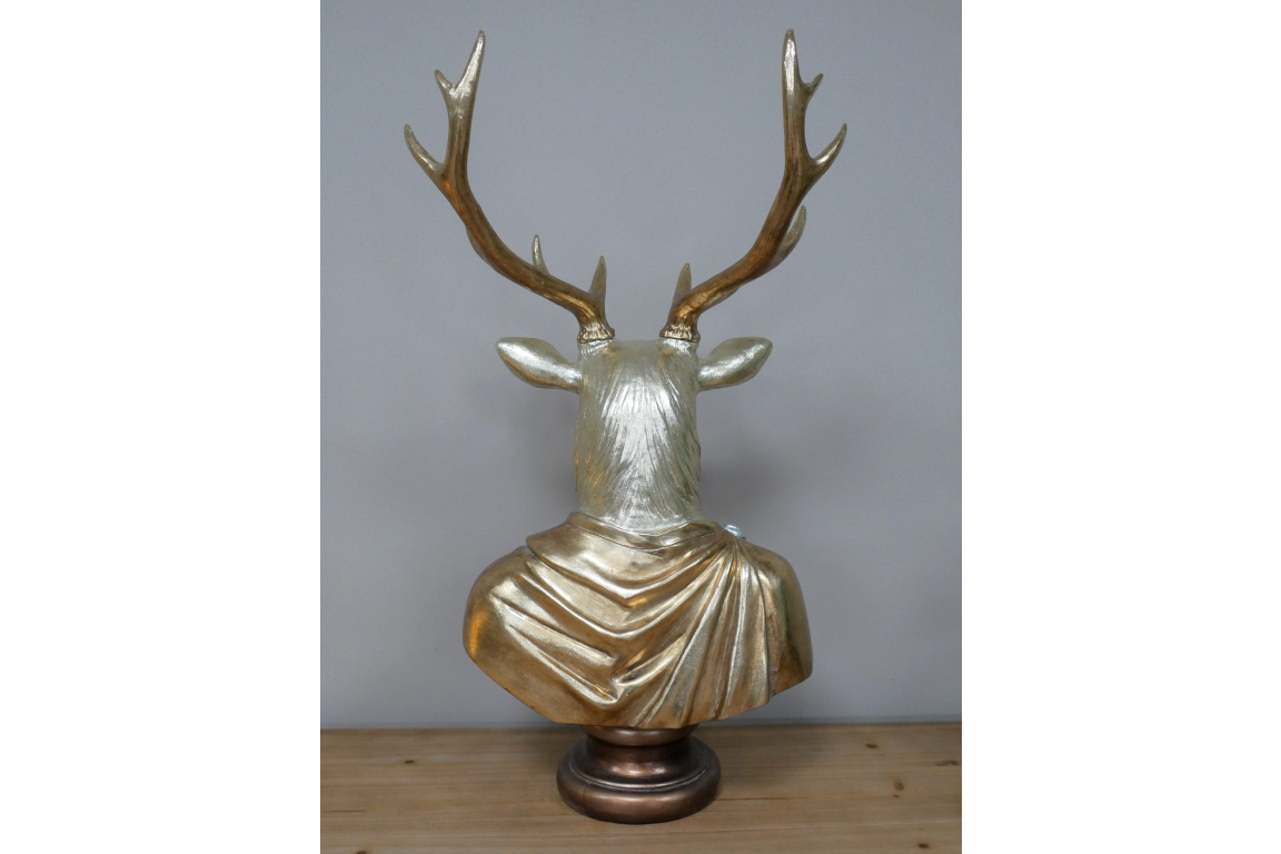 Gold Stag Bust - Elegant Golden Resin Sculpture | Sign of the times Stoke