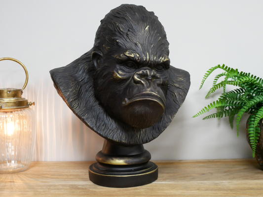 Gorilla Bust Sculpture – Striking Artistic Home Decor