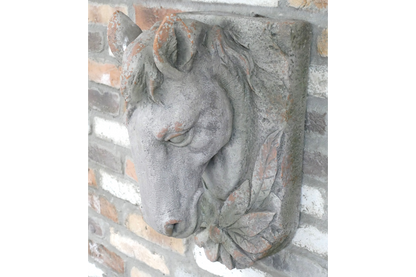 Wall-Mounted Stone-Look Horse Head - Elegant Horse Sculpture for Home Décor