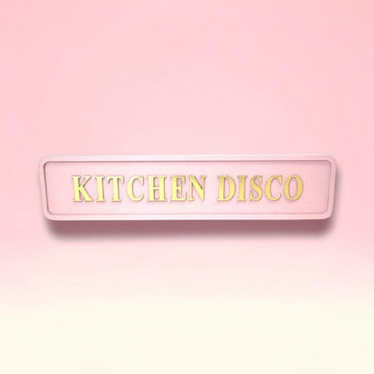 “Kitchen Disco” Wall Sign – Pink & Gold Fun Kitchen Décor