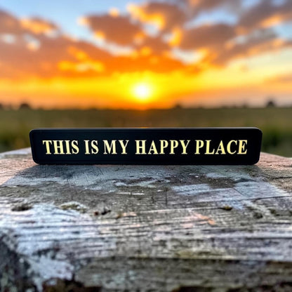 Black & Gold “This Is My Happy Place” Wall Sign – Statement Home Décor | Sign of the times Stoke
