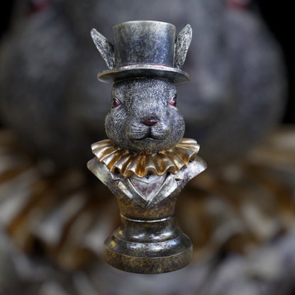 Charming Rabbit Bust with Top Hat – Detailed Resin Sculpture
