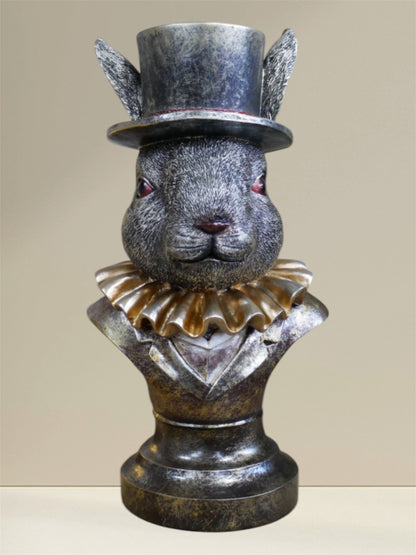 Charming Rabbit Bust with Top Hat – Detailed Resin Sculpture