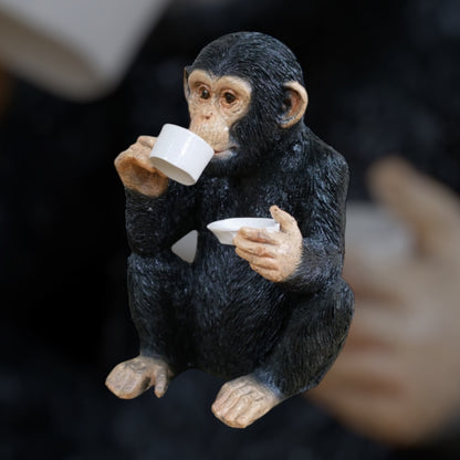 Cup of Tea Monkey - Adorable Resin Monkey Figurine