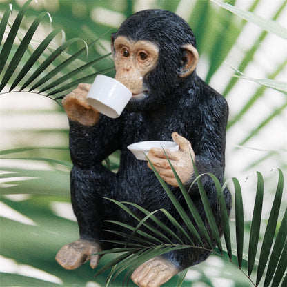 Cup of Tea Monkey - Adorable Resin Monkey Figurine