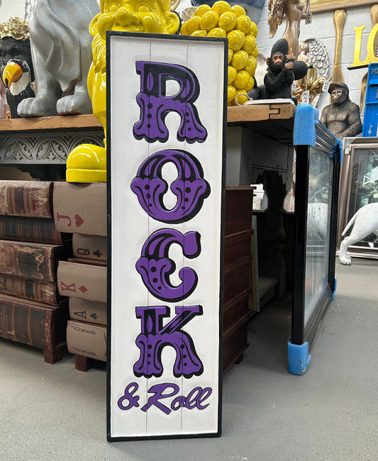 Funky "Rock and Roll" Sign - Hand-Painted MDF Wall Art | Sign of the times Stoke