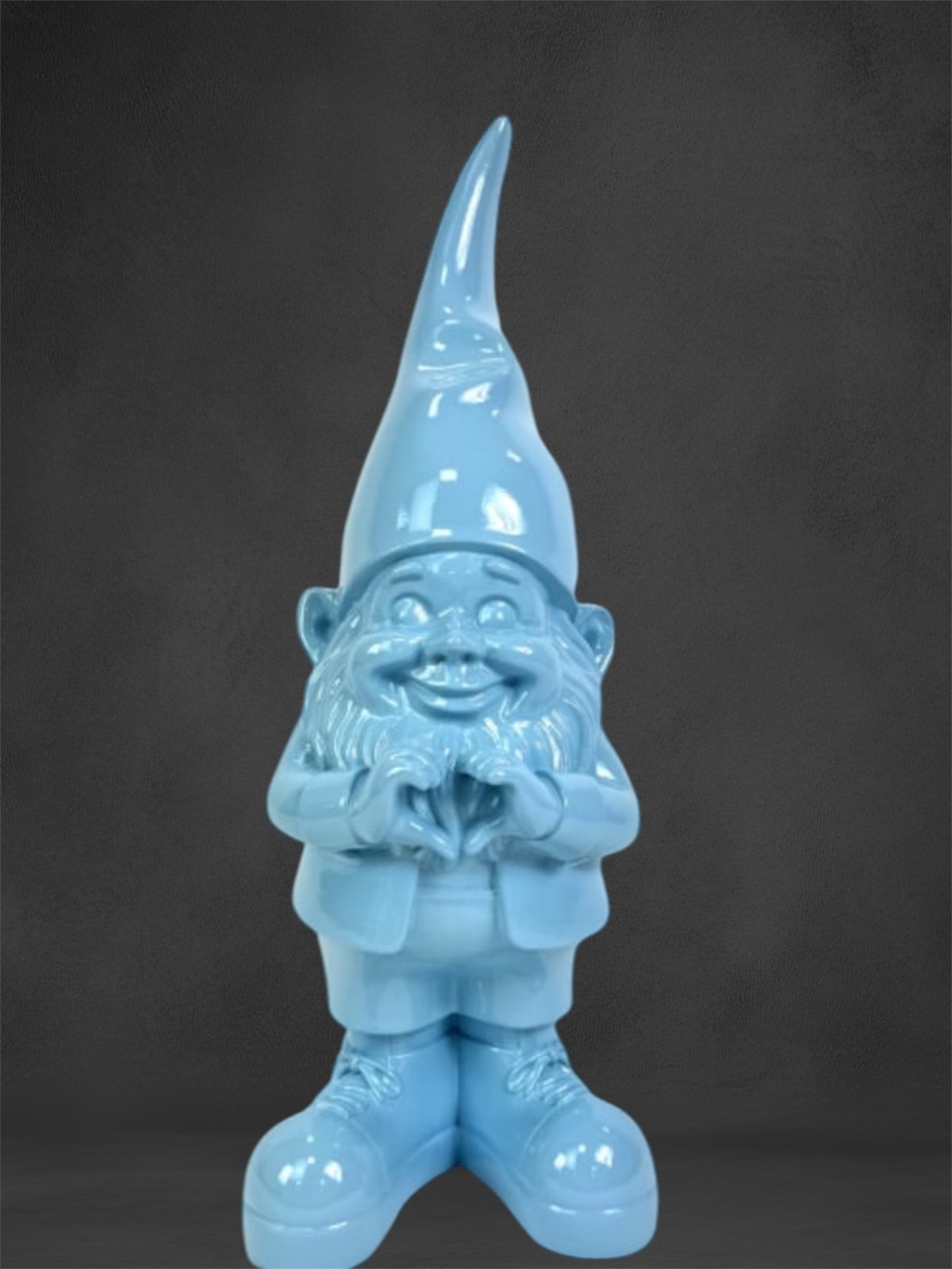 Medium Bright Blue "Heart Hands" Gnome Figure – Whimsical and Loving Decor