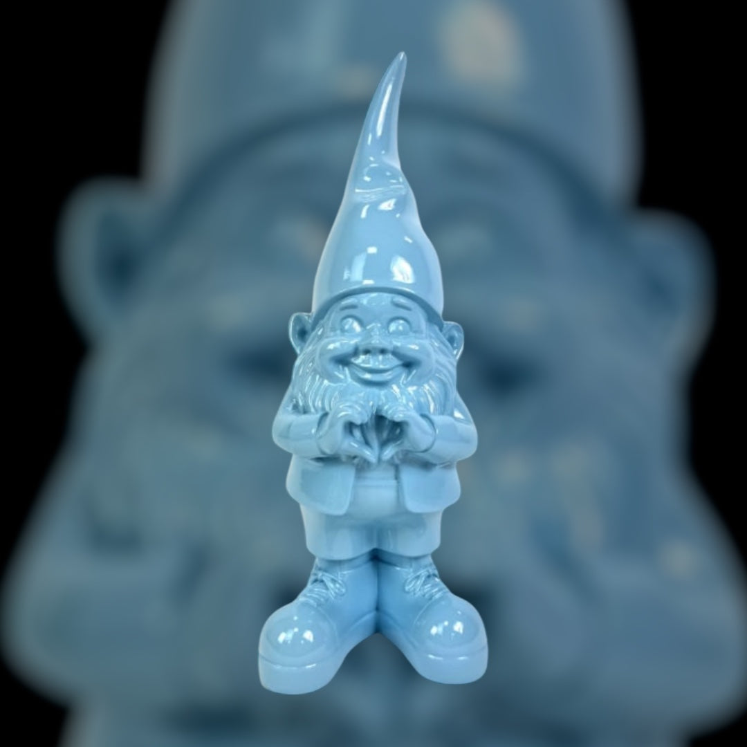 Medium Bright Blue "Heart Hands" Gnome Figure – Whimsical and Loving Decor