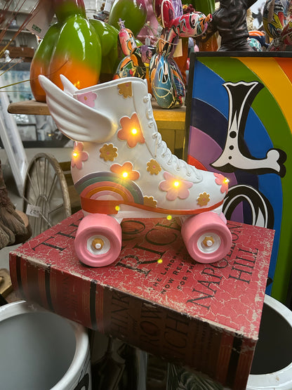 Light-Up Flowered Roller Skates Ornament - Colorful LED Decor for Home or Office