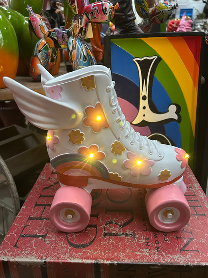 Light-Up Flowered Roller Skates Ornament - Colorful LED Decor for Home or Office