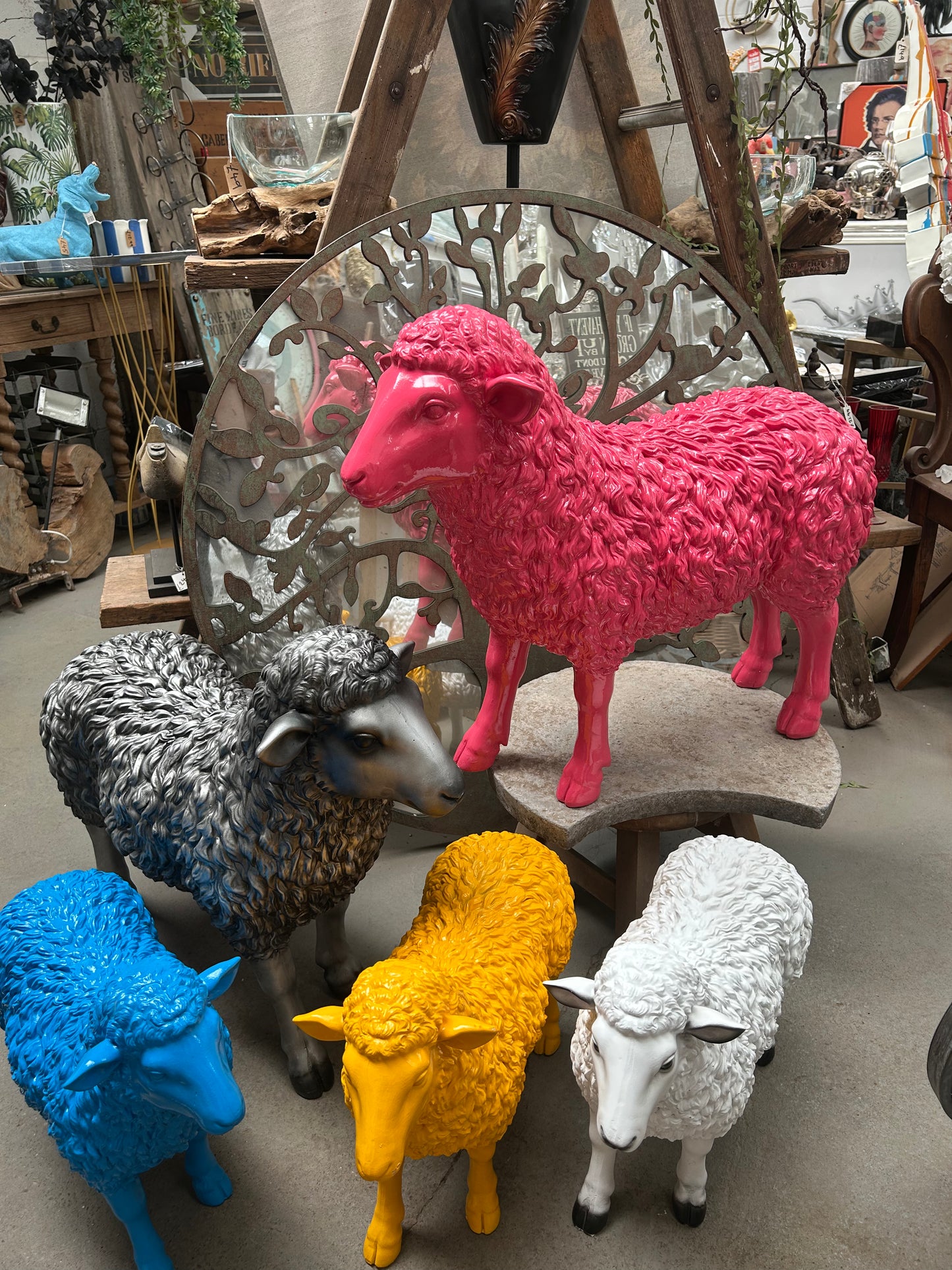Pink Resin Sheep – Large Statement Animal Ornament