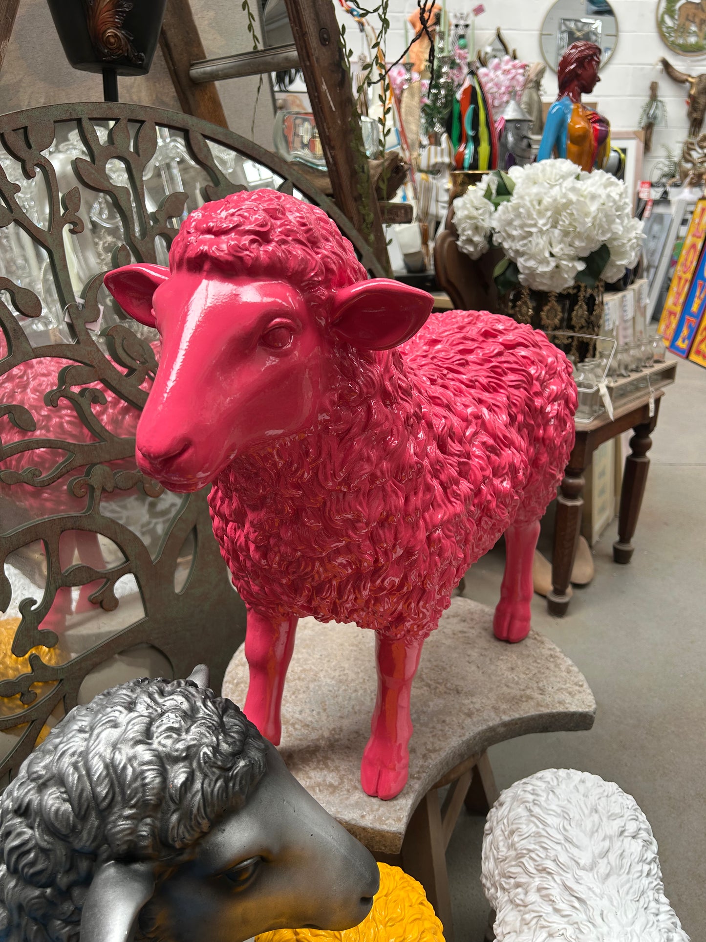 Pink Resin Sheep – Large Statement Animal Ornament